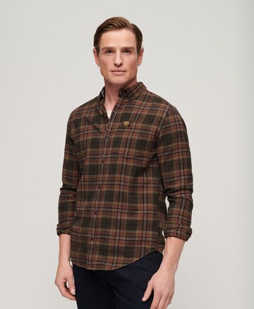 Superdry Comfort fit Button Up Shirt in Brown: front