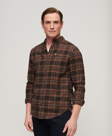 Superdry Comfort fit Button Up Shirt in Brown: front