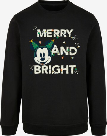 ABSOLUTE CULT Sweatshirt 'Mickey Mouse - Merry And Bright' in Black: front