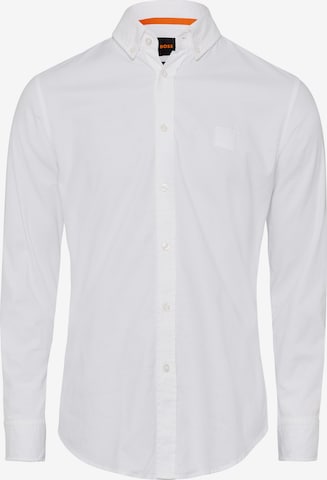 Coupe slim Chemise 'Mabsoot' BOSS en blanc : devant