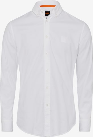 Coupe slim Chemise 'Mabsoot' BOSS Orange en blanc : devant