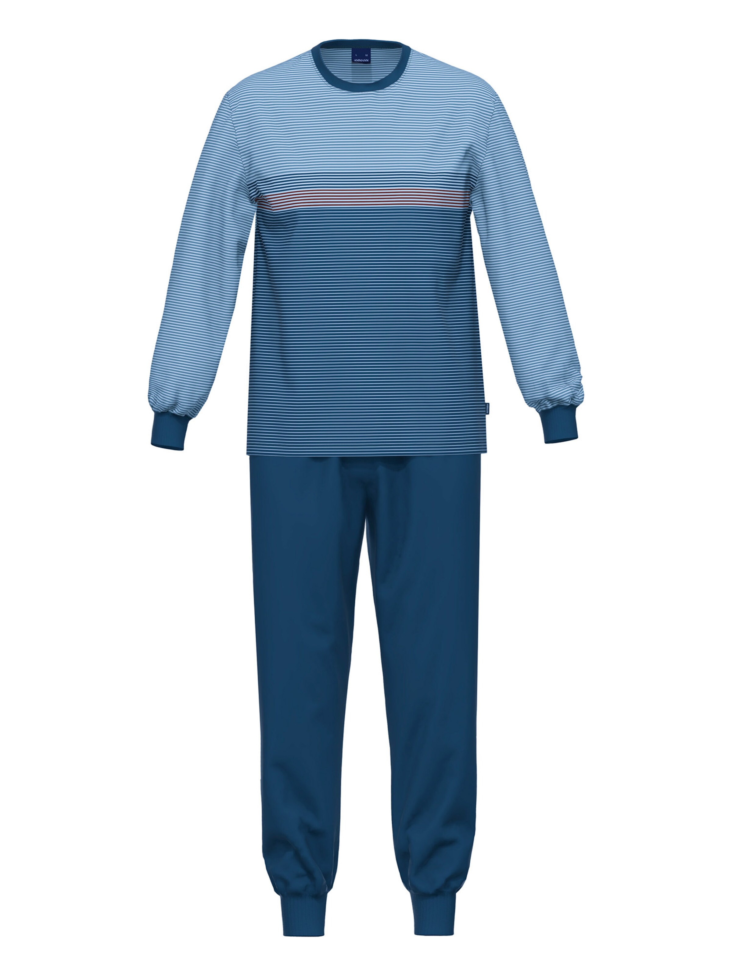 Ammann Long Pajamas 'Organic Cotton' in Blue: front