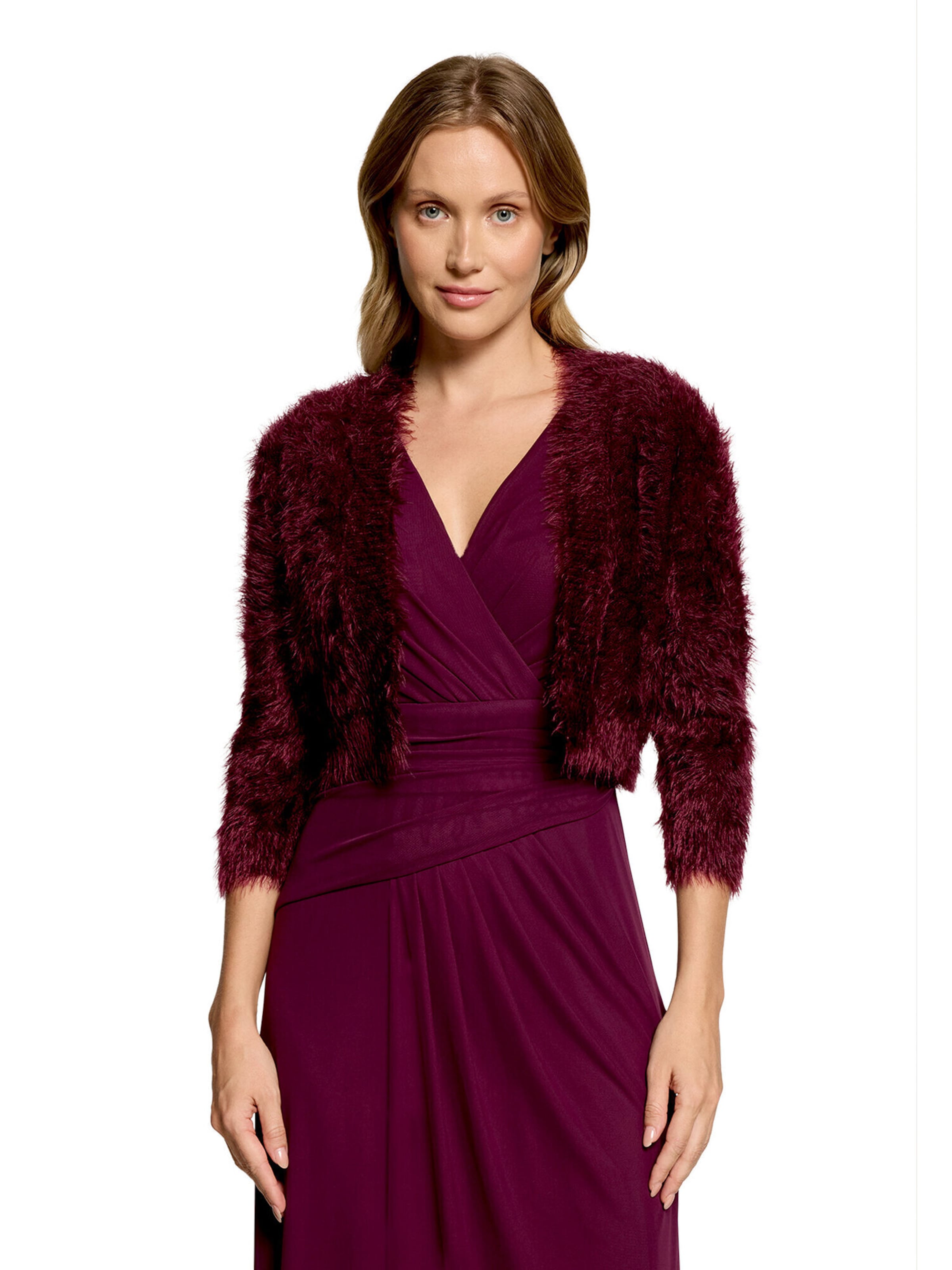 Vera Mont Strickbolero mit Struktur in Lila: Vorderseite