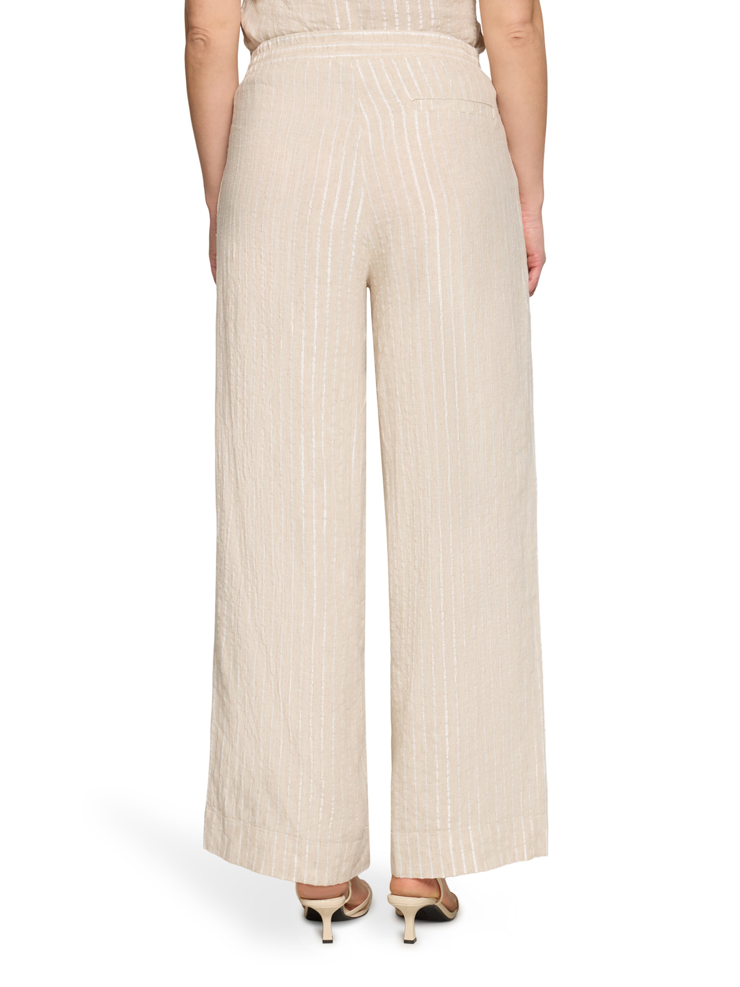 Cartoon Loosefit Nadelstreifenhose mit Taschen in Beige