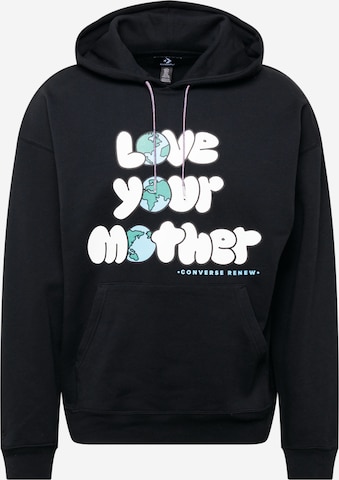 Bluză de molton 'LOVE YOUR MOTHER' de la CONVERSE pe negru: față