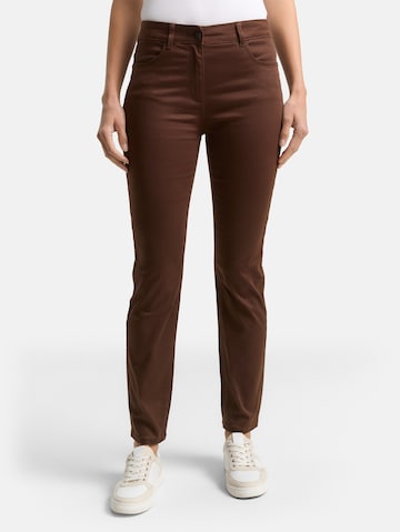 Coupe slim Pantalon 'Edda' TOM TAILOR en marron