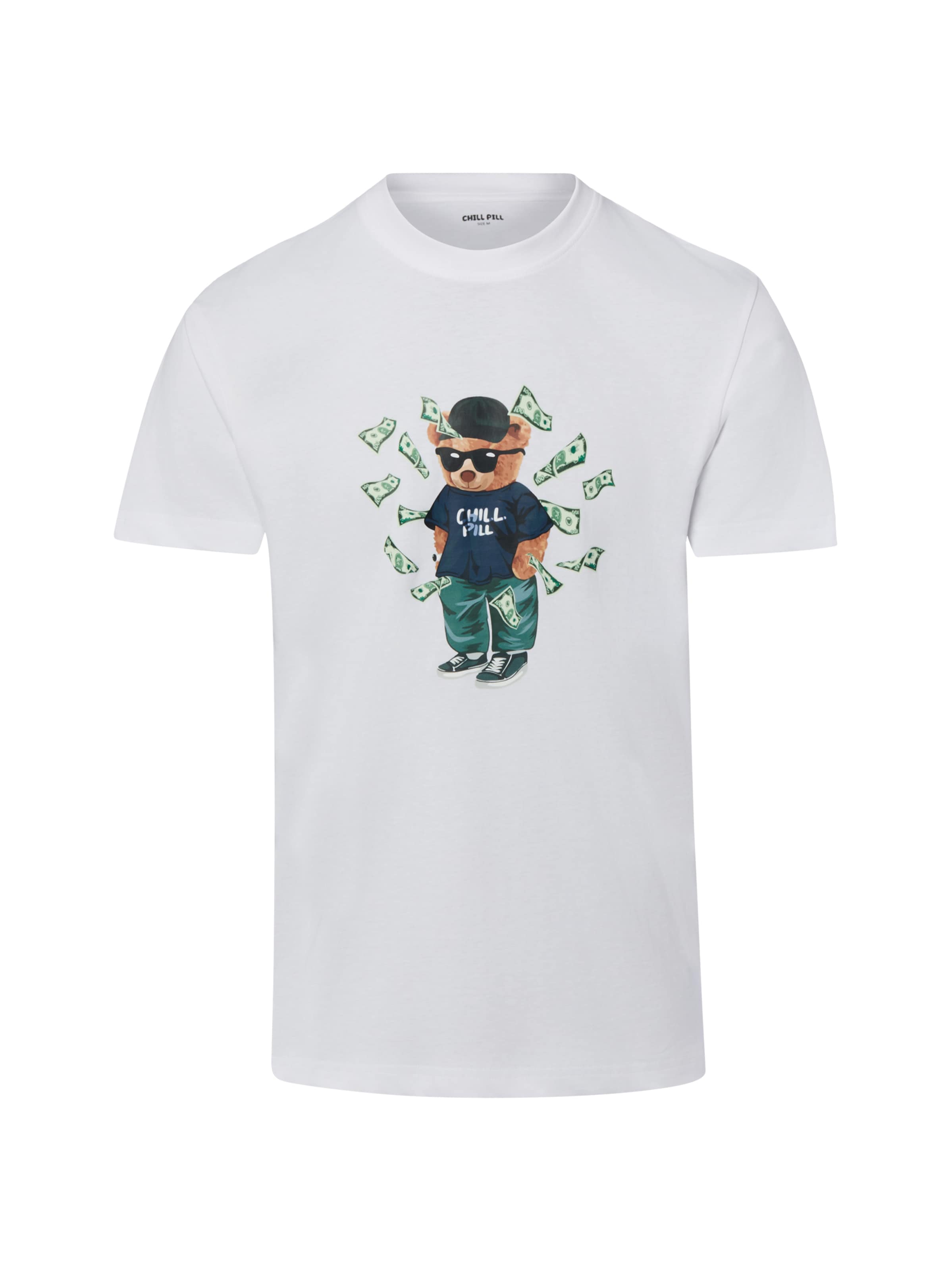 Chill Pill Shirt ' Money Bear ' in White: front