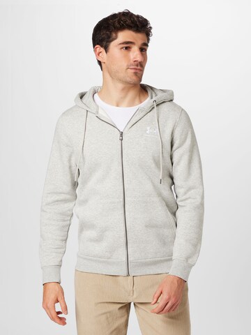 UNDER ARMOUR - Sudadera con cremallera deportiva en gris: frente