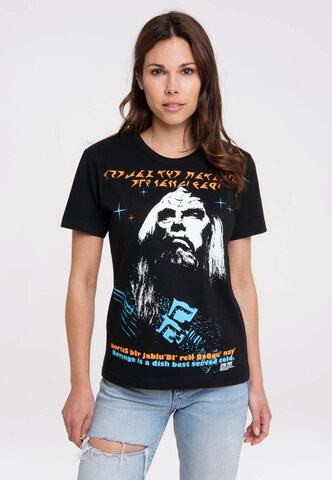 LOGOSHIRT Shirt 'Star Trek - Klingon' in Zwart: voorkant