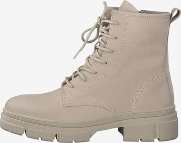 TAMARIS Lace-Up Ankle Boots in Beige