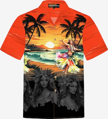 Hawaiihemdshop.deRegular Fit Košulja 'Hawaiihemd Hawaiian Girl' - crvena boja: prednji dio