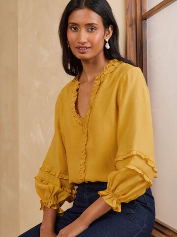 love & roses Blouse in Geel: voorkant