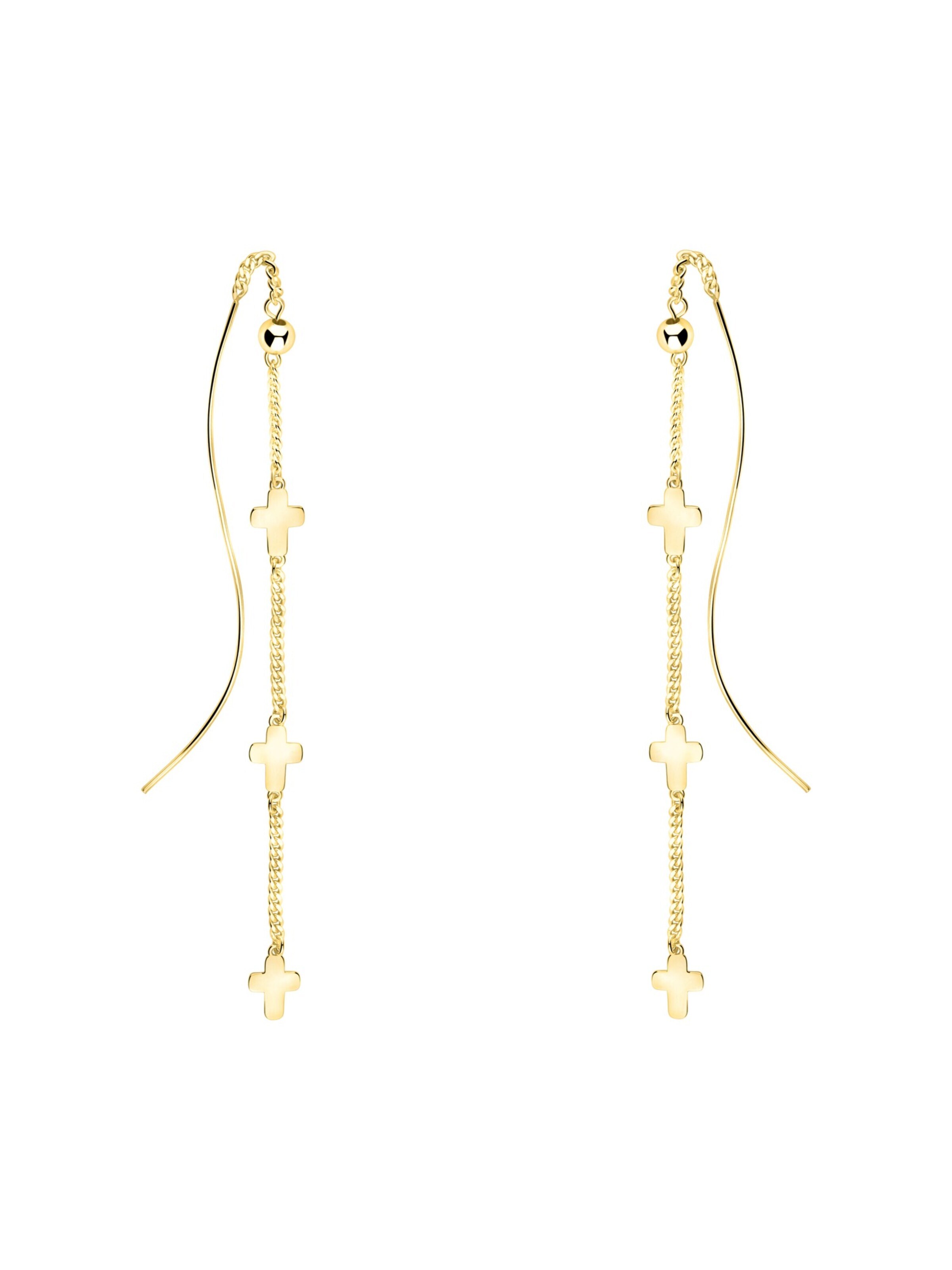 Sofia Milani Ohrringe 'Cross Ball Chain'‌‌‌‌ in Gold: Vorderseite