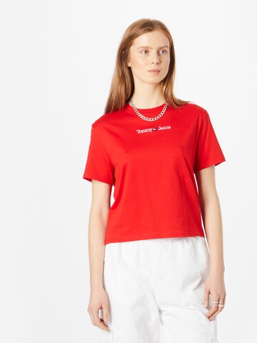 Tommy Jeans Shirt 'Serif Linear' in Rood: voorkant