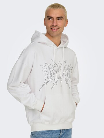 Only & Sons Sweatshirt 'ONSRHINESTONE' in White: front
