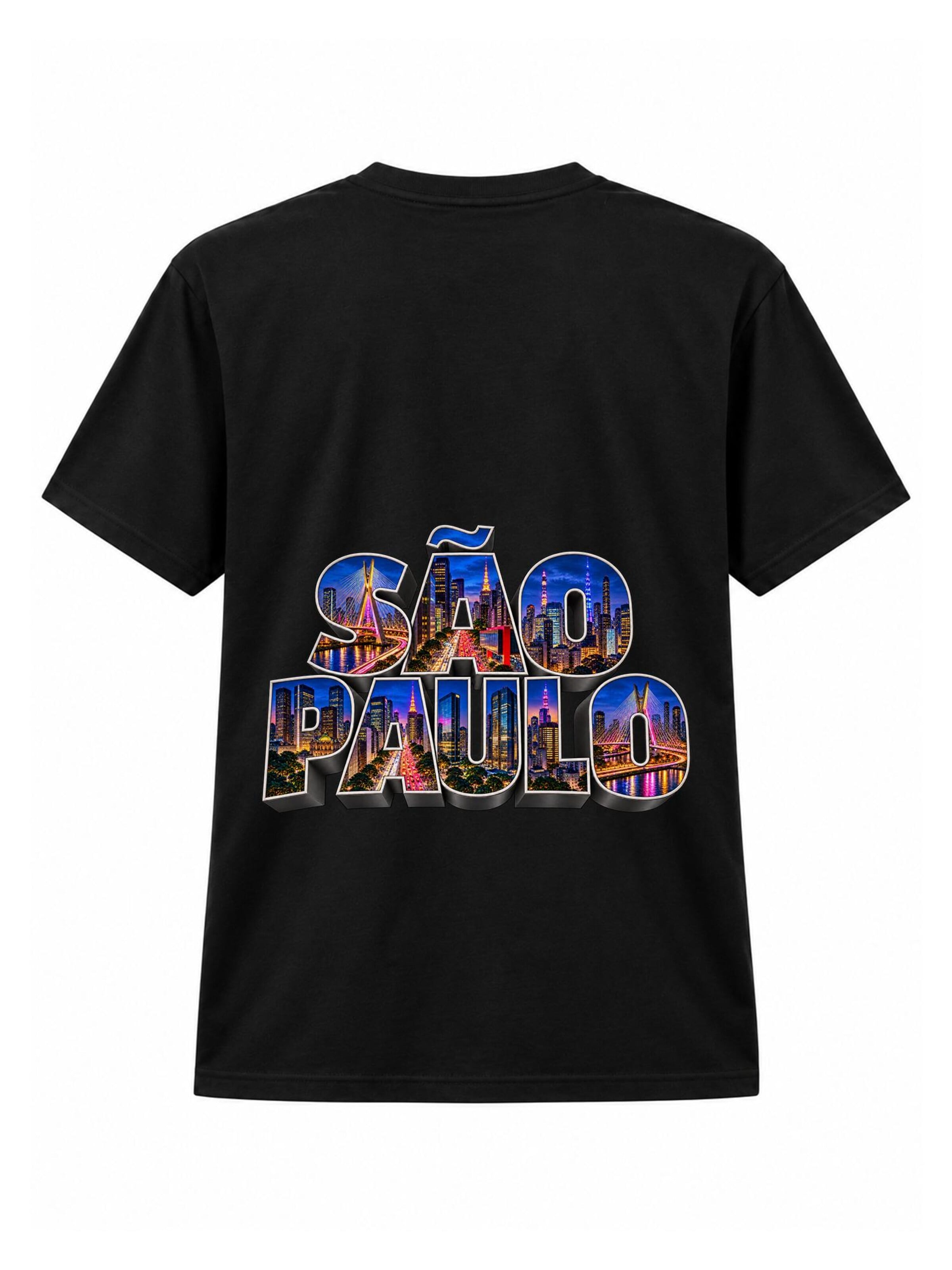 LUNØIR Studio Tričko 'São Paulo City Lights – Neon' – černá: přední strana