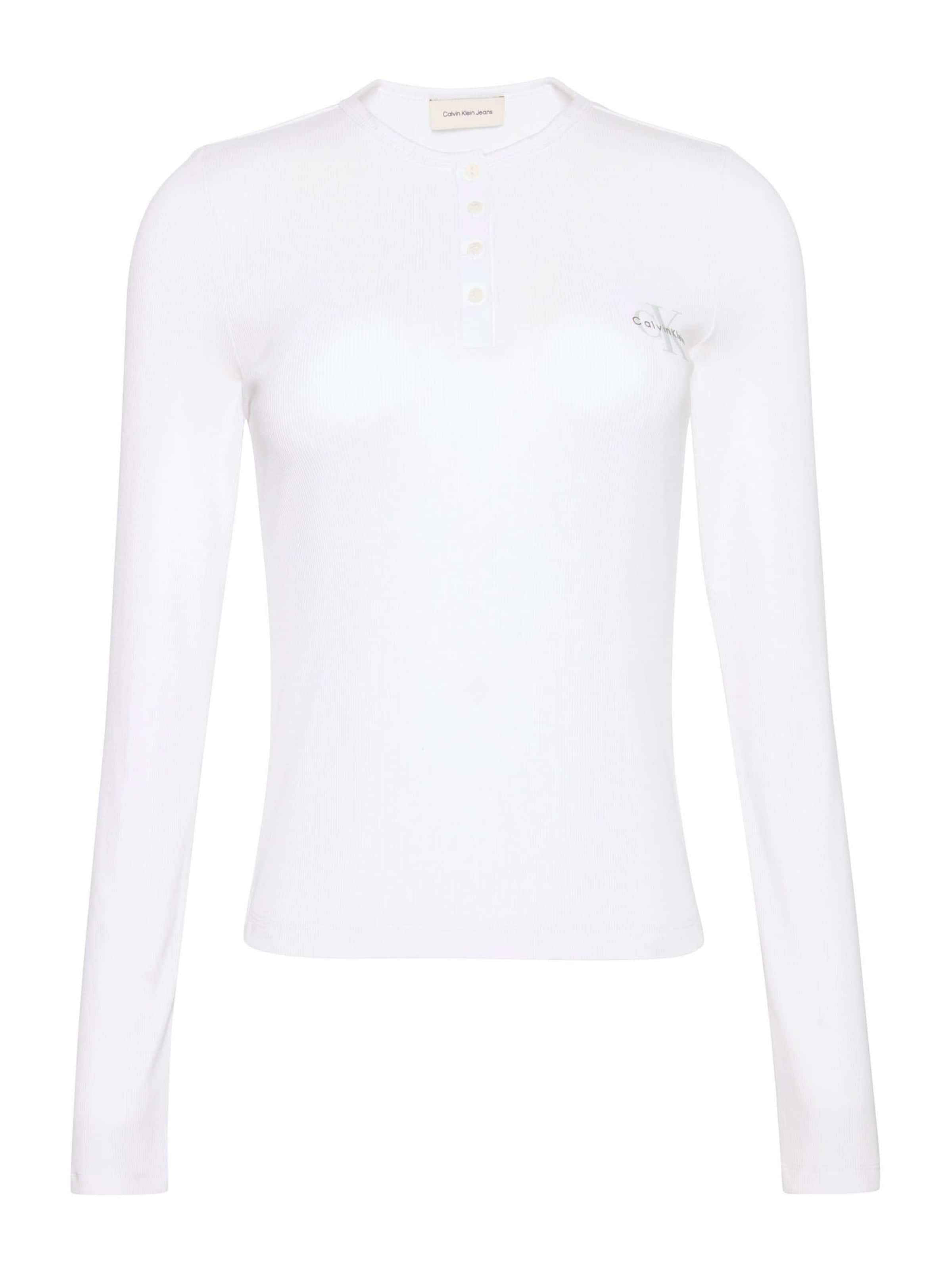 Tricou Calvin Klein Jeans pe alb natural, Vizualizare produs