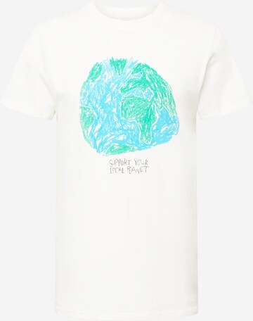 DEDICATED. T-Shirt 'Stockholm Crayon Globe' in Weiß: predná strana