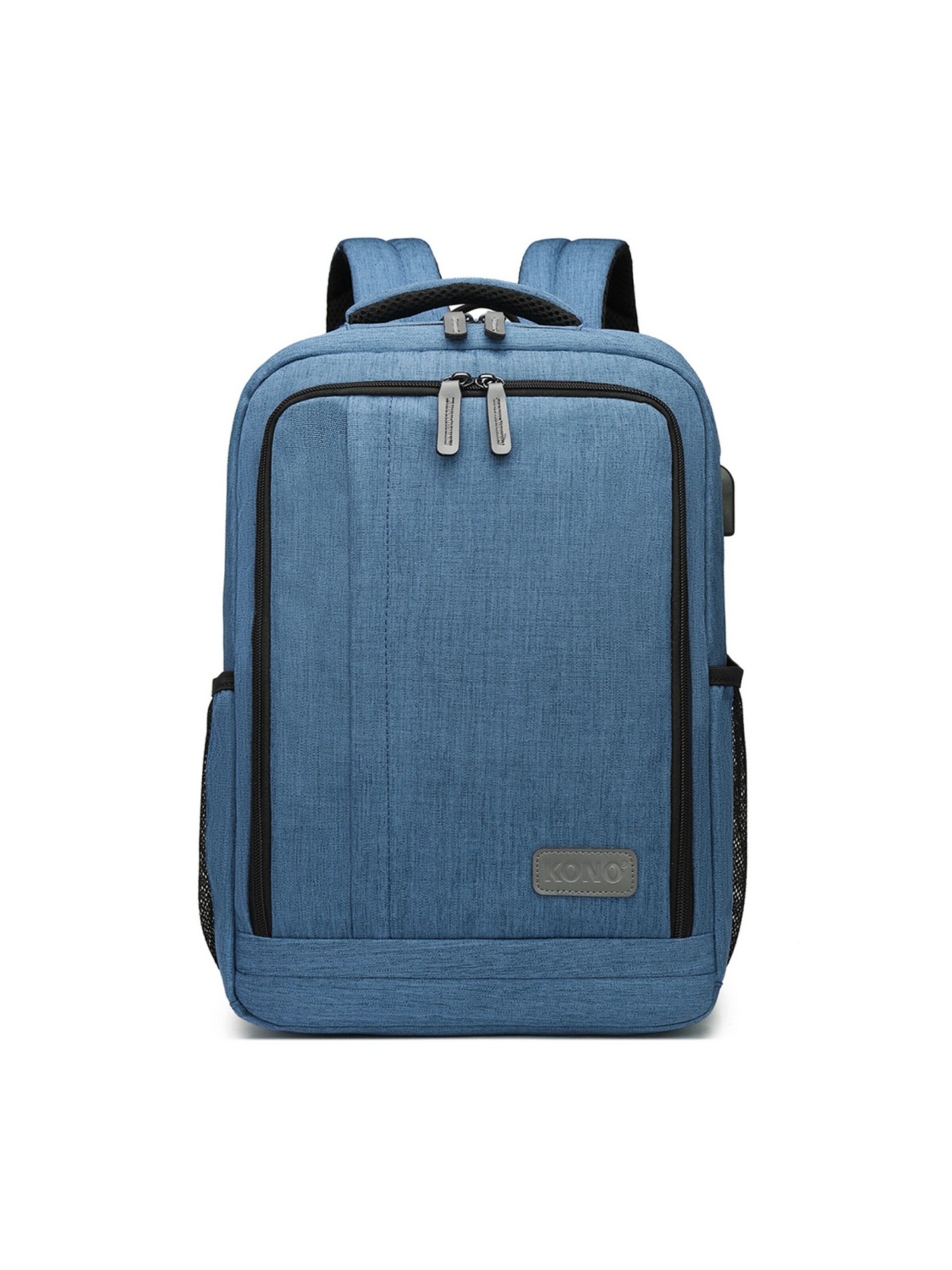 Kono Backpack 'KONO Laptop Rucksack 38×15×40cm aus wasserfestem reißfestem Polyester mit USB-Ladeanschluss für Büro & Uni' in Blue: front