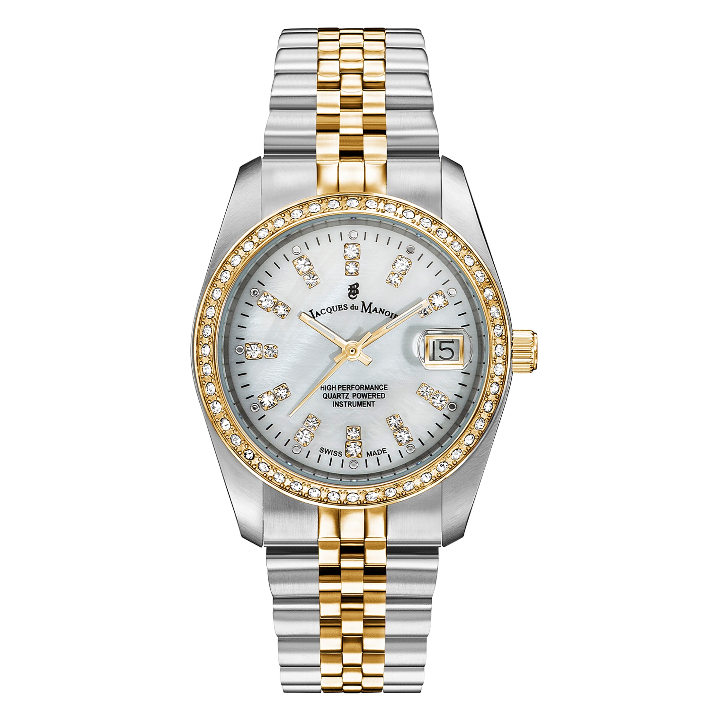 Montre à affichage analogique Jacques du Manoir en argent : devant