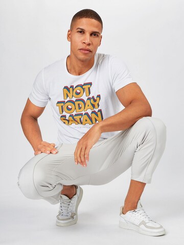 balta EINSTEIN & NEWTON Marškinėliai 'Today Satan'