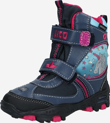 LICO Snow Boots 'Unicorn' in Blue: front