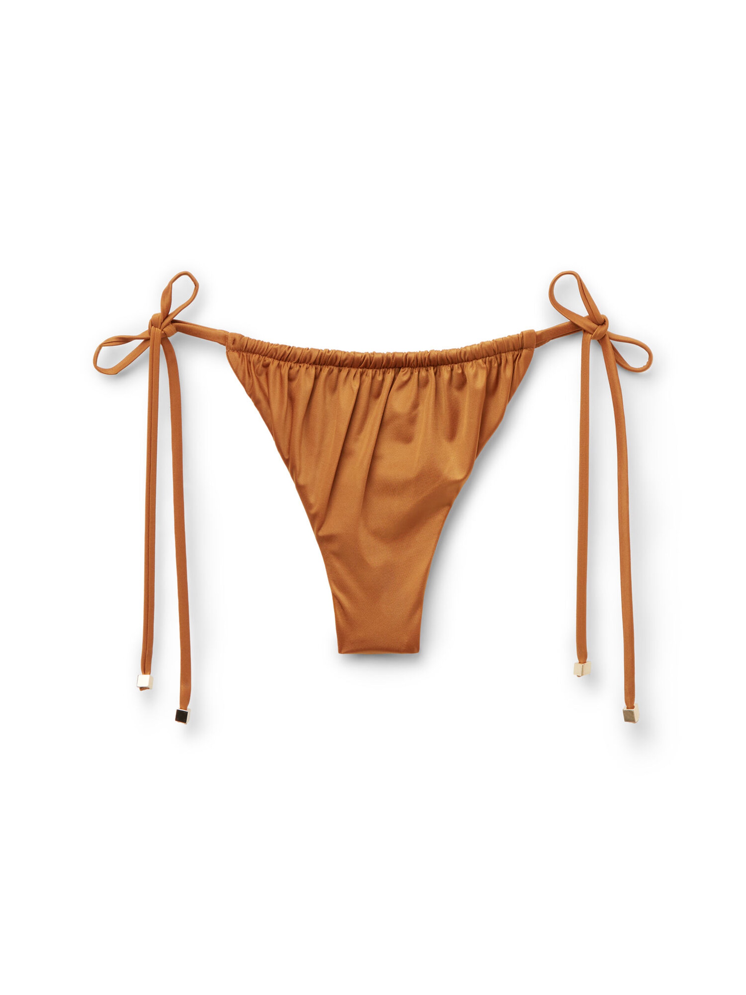 CALZEDONIA Bikini Bottoms 'Shiny Satin' in Brown: front
