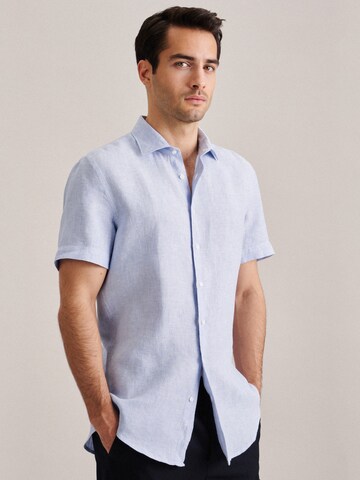 SEIDENSTICKER Slim Fit Hemd 'Smart Linen' in Blau