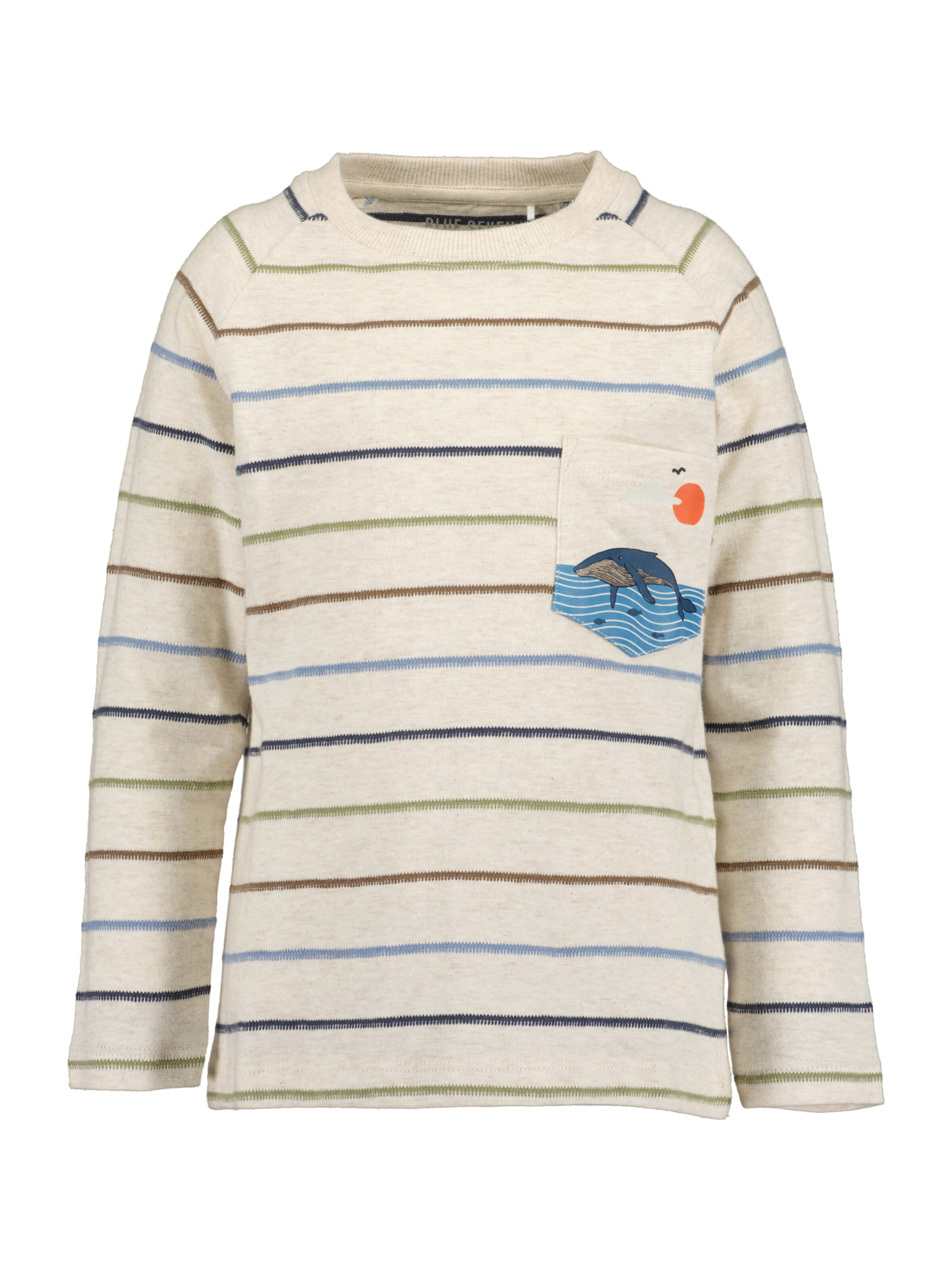 BLUE SEVEN Camisola em ecru / azul escuro / castanho / verde claro, Vista do artigo