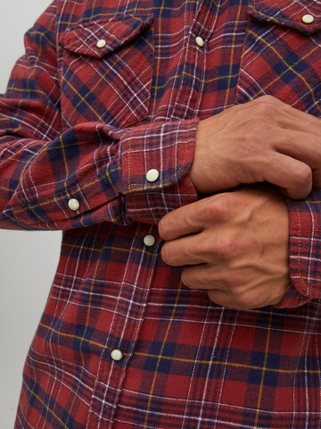 JACK & JONES Regular fit Button Up Shirt 'Sheridan' in Red