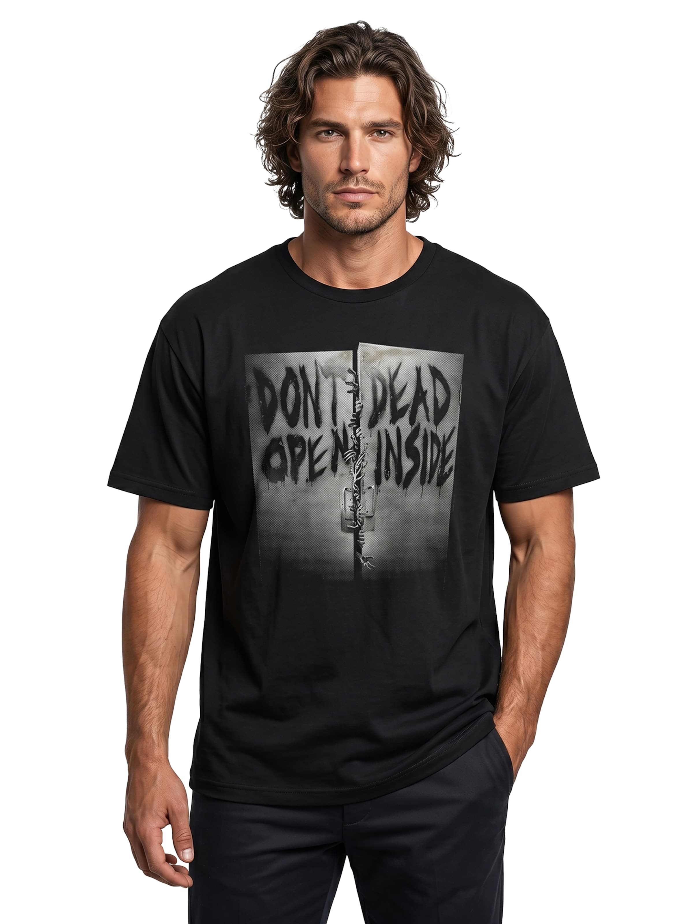 MAKAYA Shirt 'Don´t open dead inside' in Black