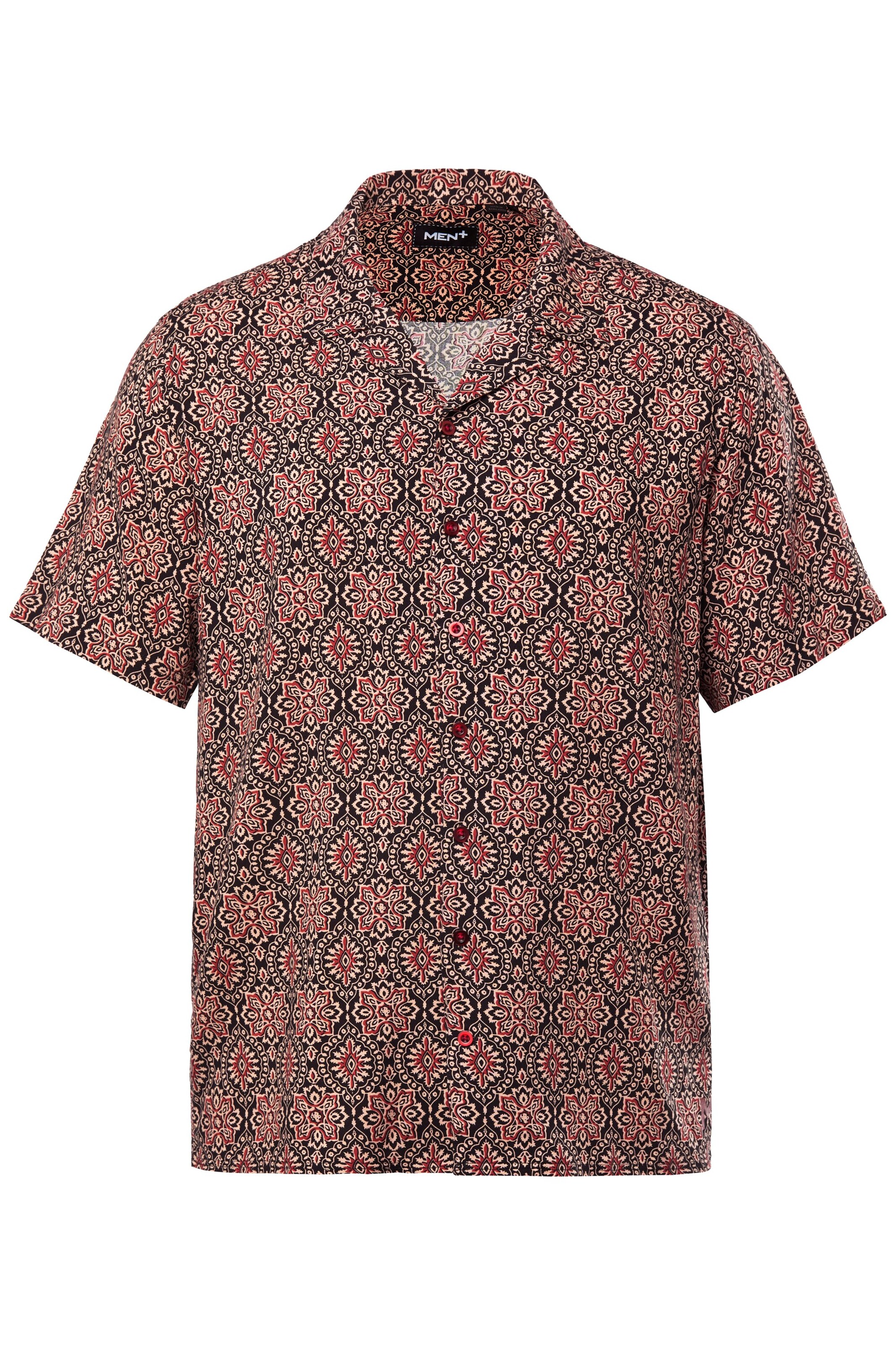 Men Plus Regular fit Button Up Shirt in Red: front