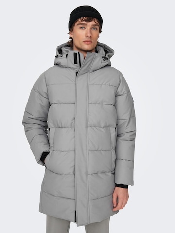 Only & Sons Winter Coat 'Carl' in Grey: front