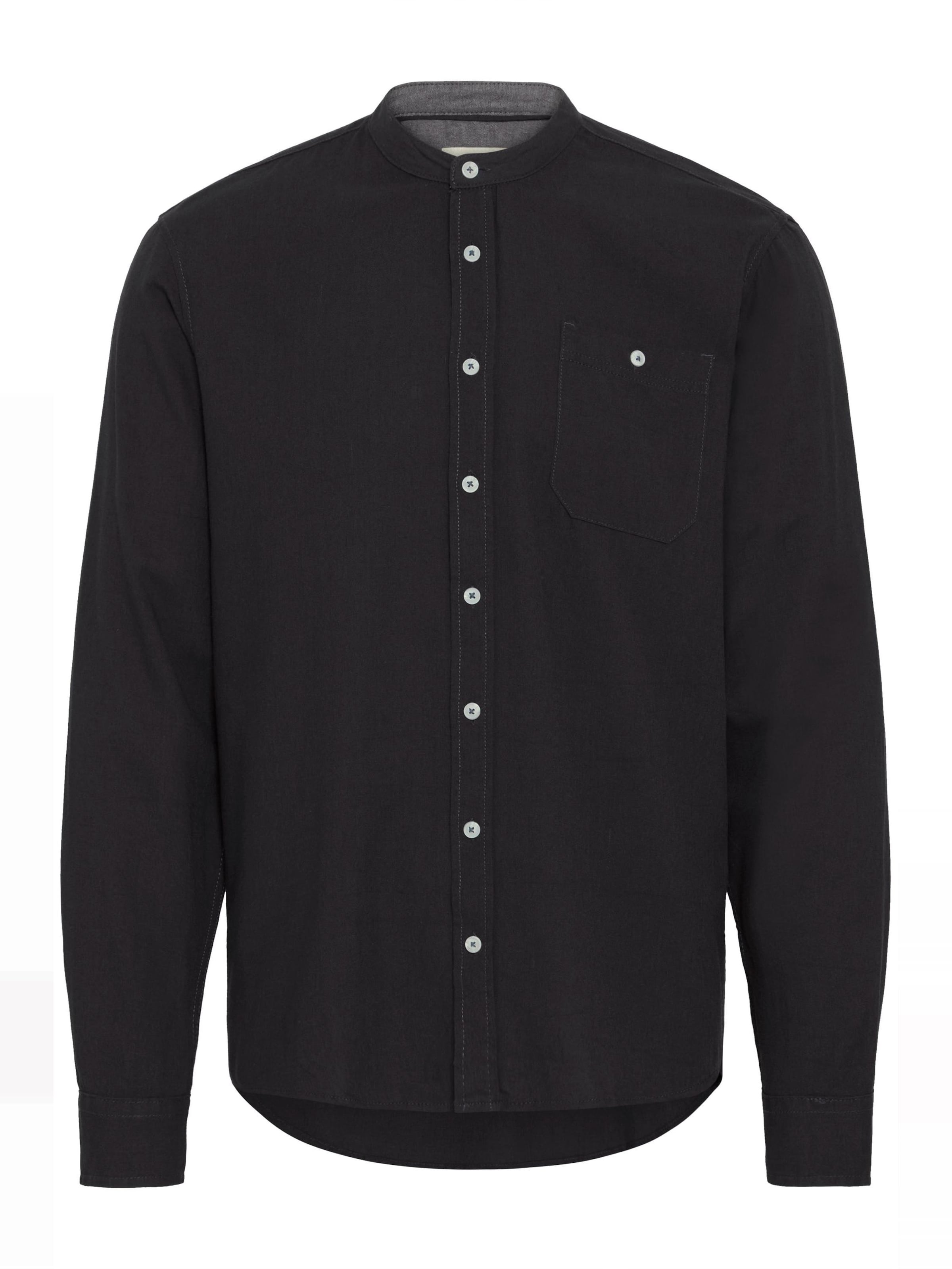 BLEND Langarmhemd ' BHBobby Shirt mandarin ' in Schwarz: Vorderseite
