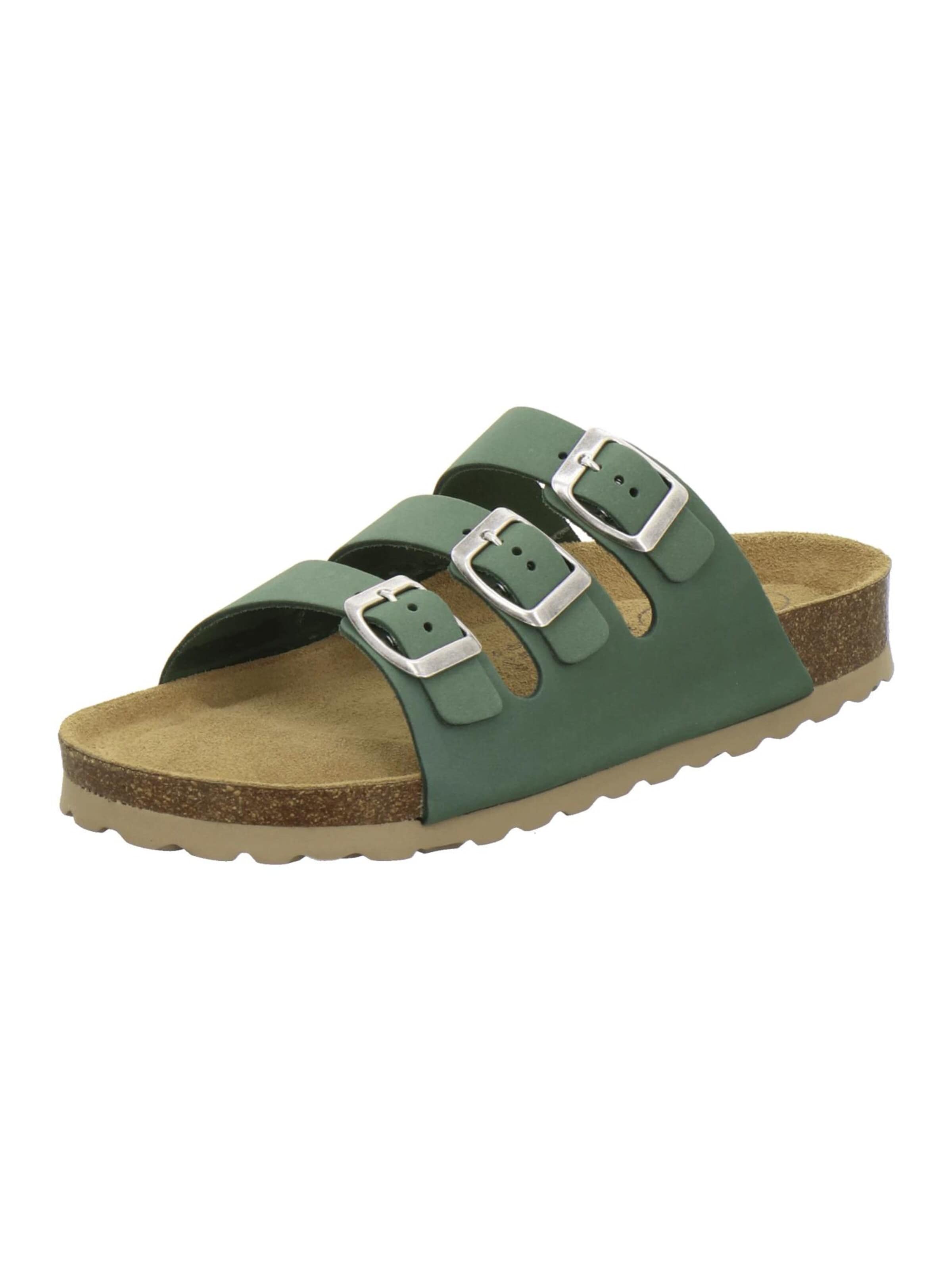 AFS-Schuhe Mules 'Pantoletten Damen Dreischnaller verde' in Green: front