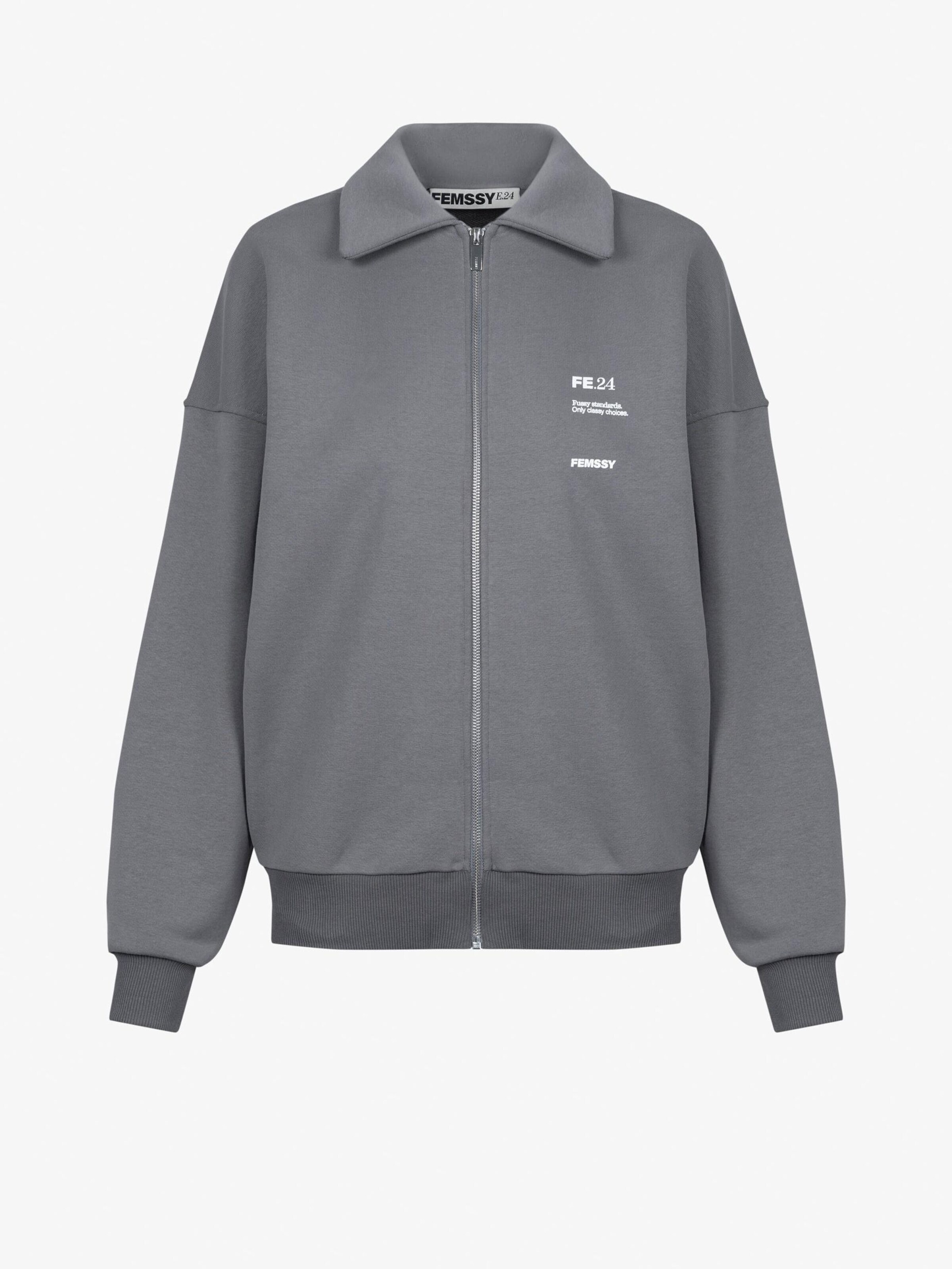 FEMSSY Sweatjacke 'FORM ZIP UP SWEATSHIRT GREY'‌‌‌‌‌‌‌‌‌ in Grau: Vorderseite