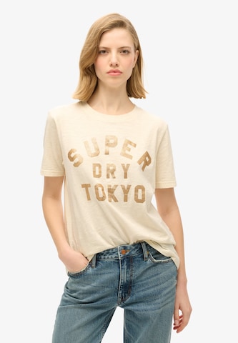 Superdry Μπλουζάκι σε μπεζ: μπροστά