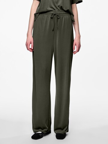 PIECES Wide leg Broek 'PCANORA' in Groen: voorkant