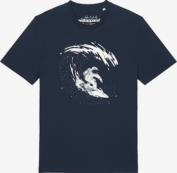 Watapparel Shirt 'Surfing Spaceman' in Blauw: voorkant