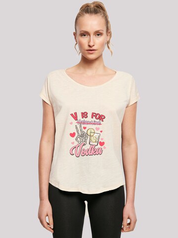 T-shirt 'Anti Valentinstag V is for Vodka' F4NT4STIC en beige : devant