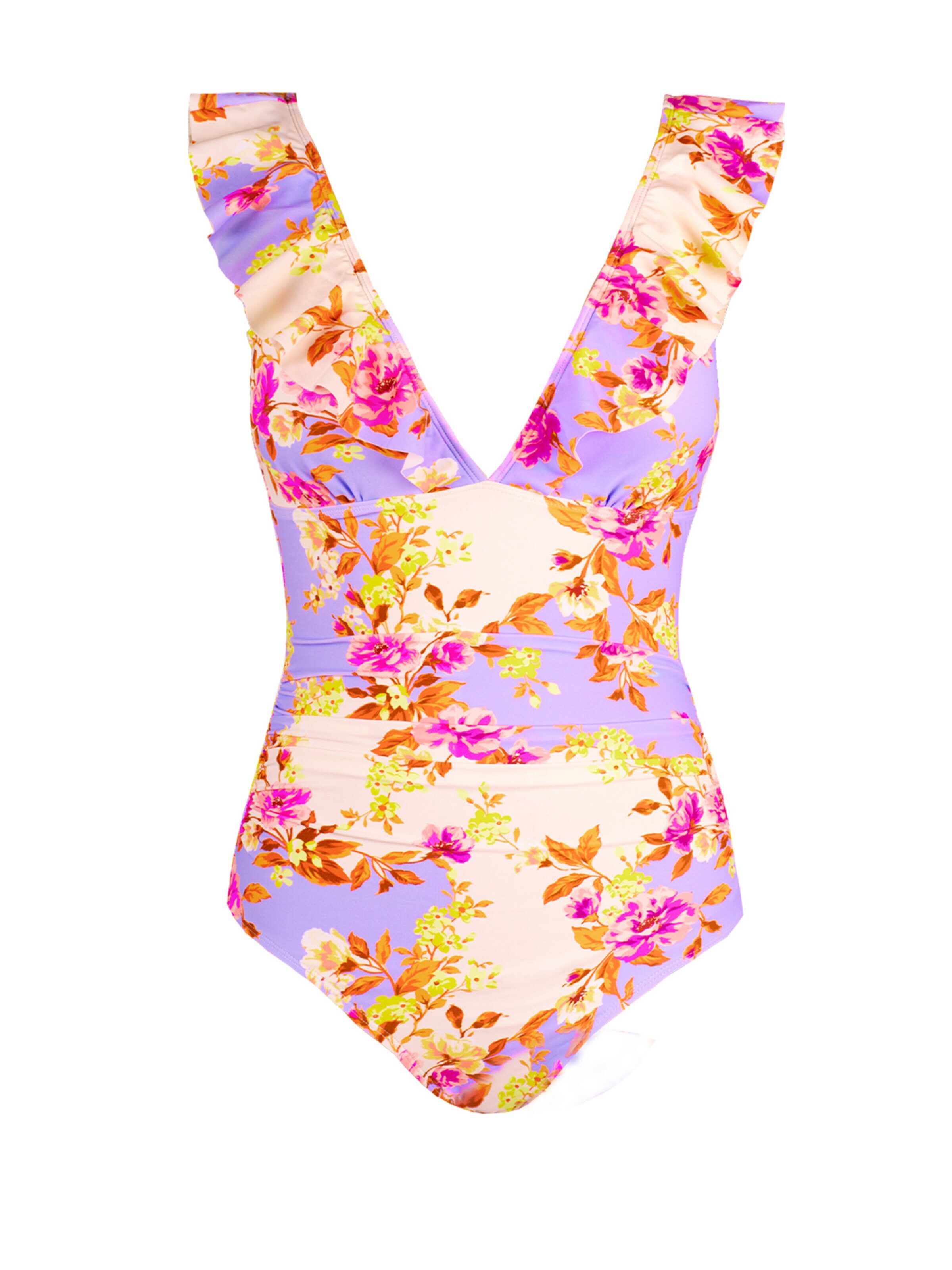Cupshe Badeanzug 'Floral' in Lila: Vorderseite