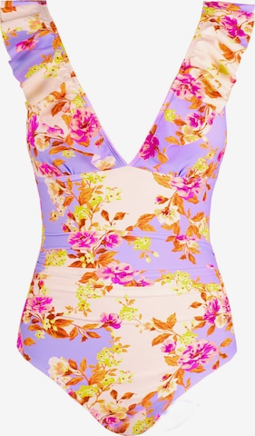 Cupshe Badeanzug 'Floral' in Lila: Vorderseite