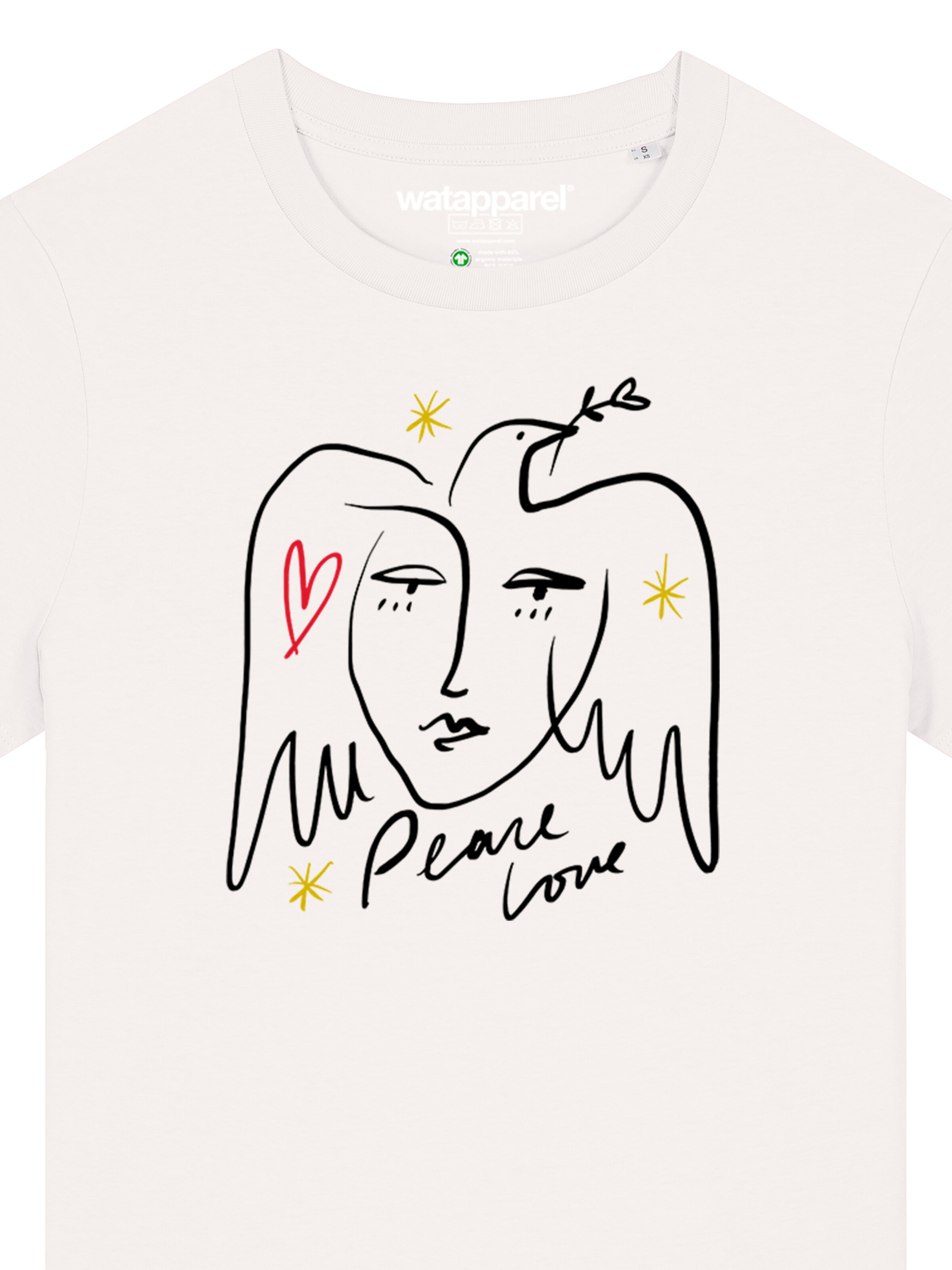 Maglietta 'Peace Love' di Watapparel in bianco