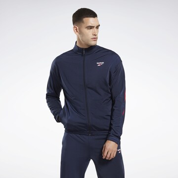 Veste de survêtement Reebok en bleu : devant