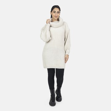 Robes en maille Elara en beige : devant