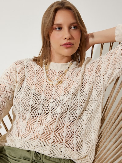 Happiness İstanbul Pull-over en XS-XL en crème, Vue avec produit