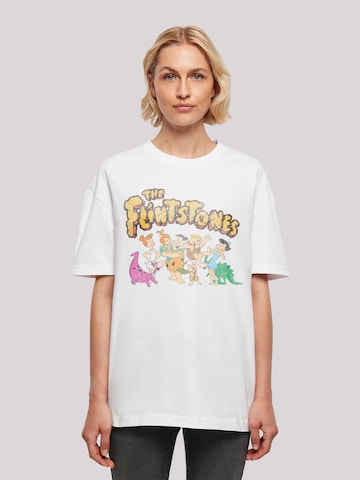 F4NT4STIC Oversized shirt 'The Flintstones Group Distressed' in Wit: voorkant