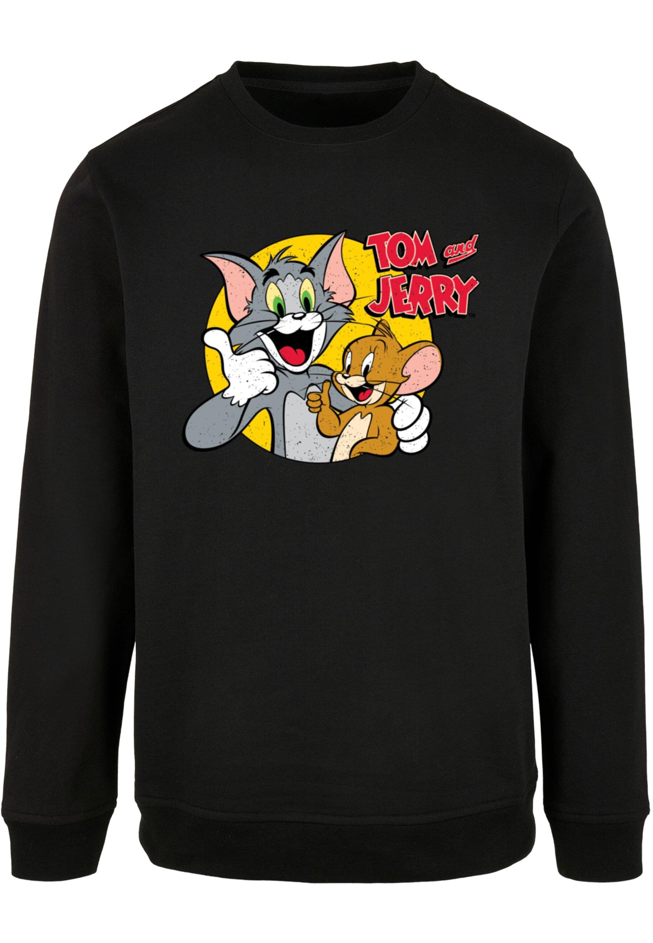 Sweat-shirt 'Tom And Jerry - Thumbs up' ABSOLUTE CULT en noir : devant