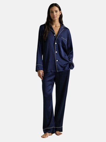 Polo Ralph Lauren Pyjama ' Heritage Silk ' in Blauw: voorkant