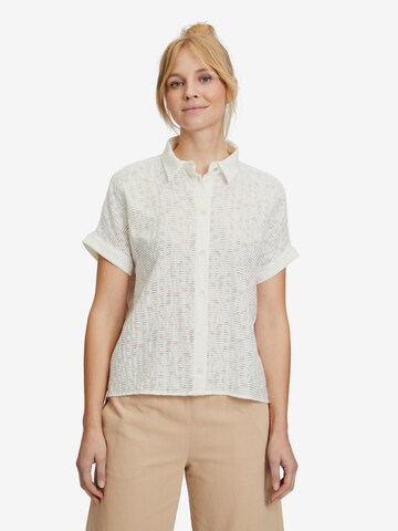 Cartoon Oversize-Bluse mit überschnittenen Ärmeln in Weiß: predná strana